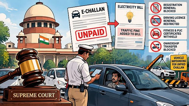 Supreme Court suggests linking unpaid traffic challans with electricity bills for fine recovery
