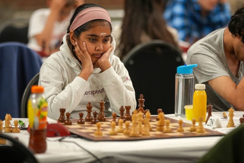 11-year-old Indian-origin chess prodigy Bodhana Sivanandan playing chess